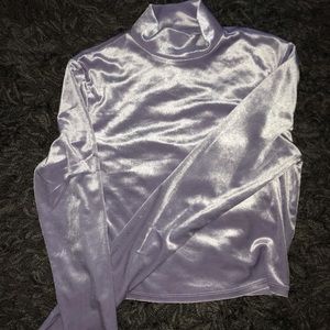 GARAGE Velvet Mock Neck Long Sleeve Crop Top